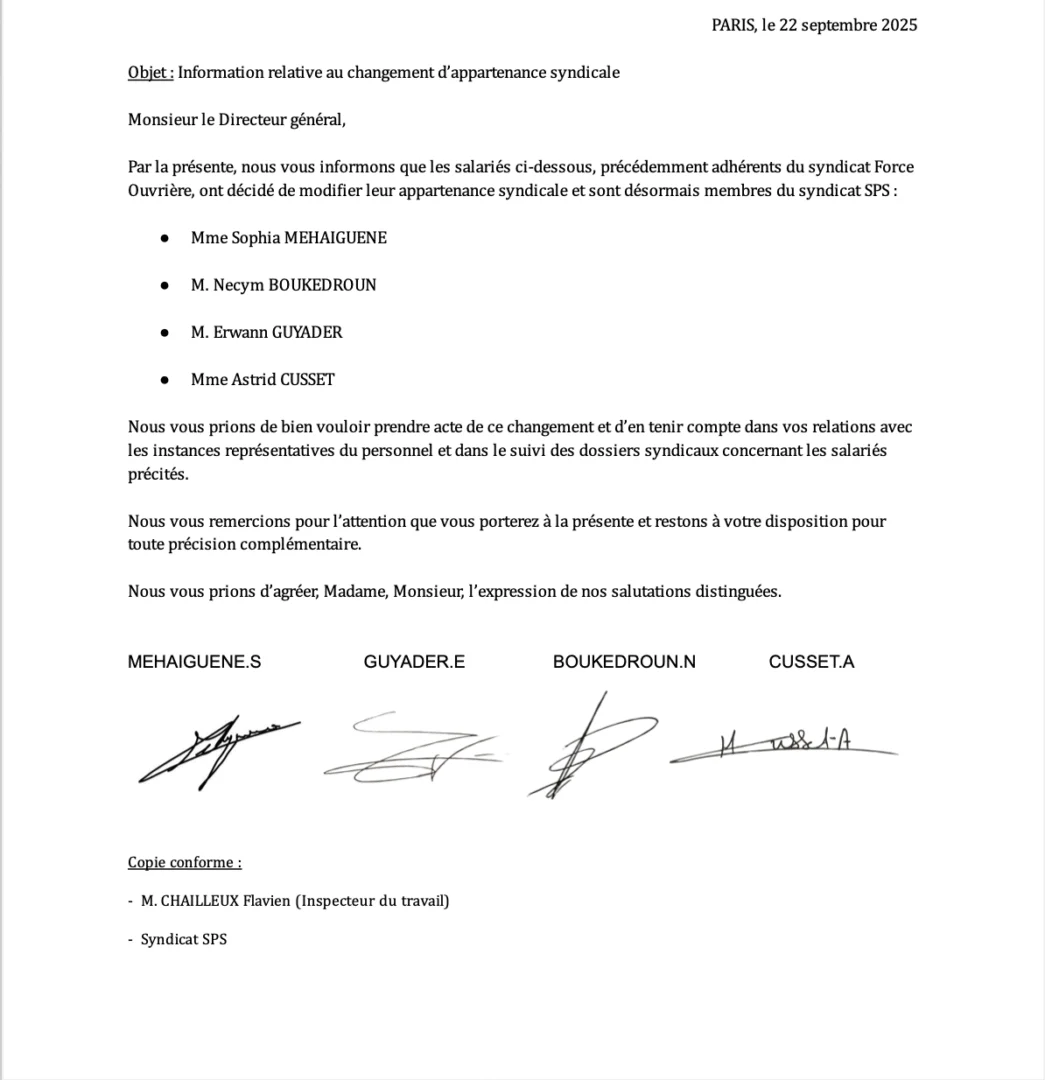 GPIS GIE changement d'appartenance syndicale