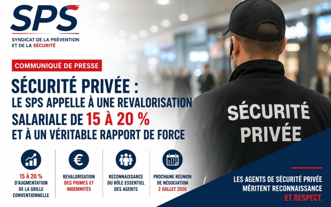 Sécurité privée : le SPS appelle à une revalorisation salariale de 15 à 20 % et à un véritable rapport de force.