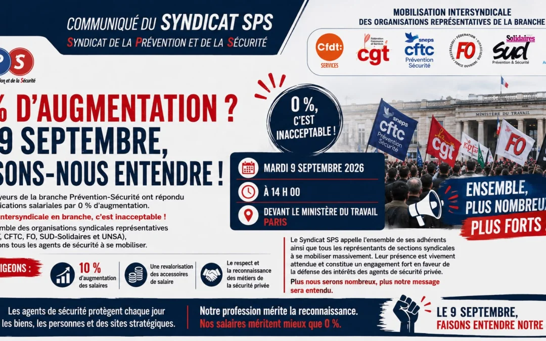COMMUNIQUÉ DU SYNDICAT SPS Mobilisation nationale des agents de sécurité privée – 9 septembre 2026